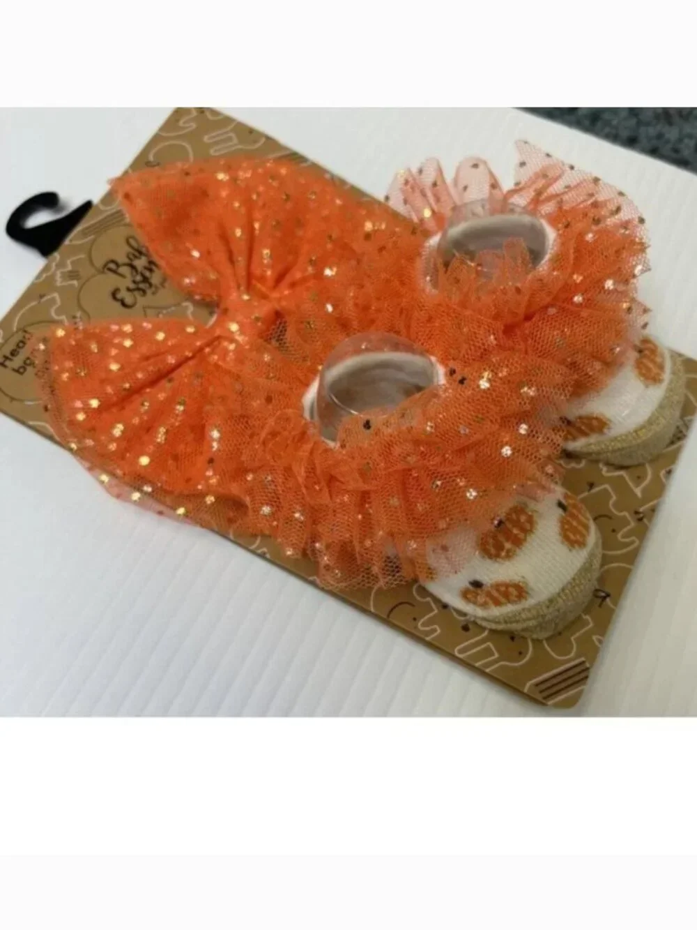 Halloween Booties & Headband 0/6 months Orange White Pumpkin 2 Pc Girls Infant